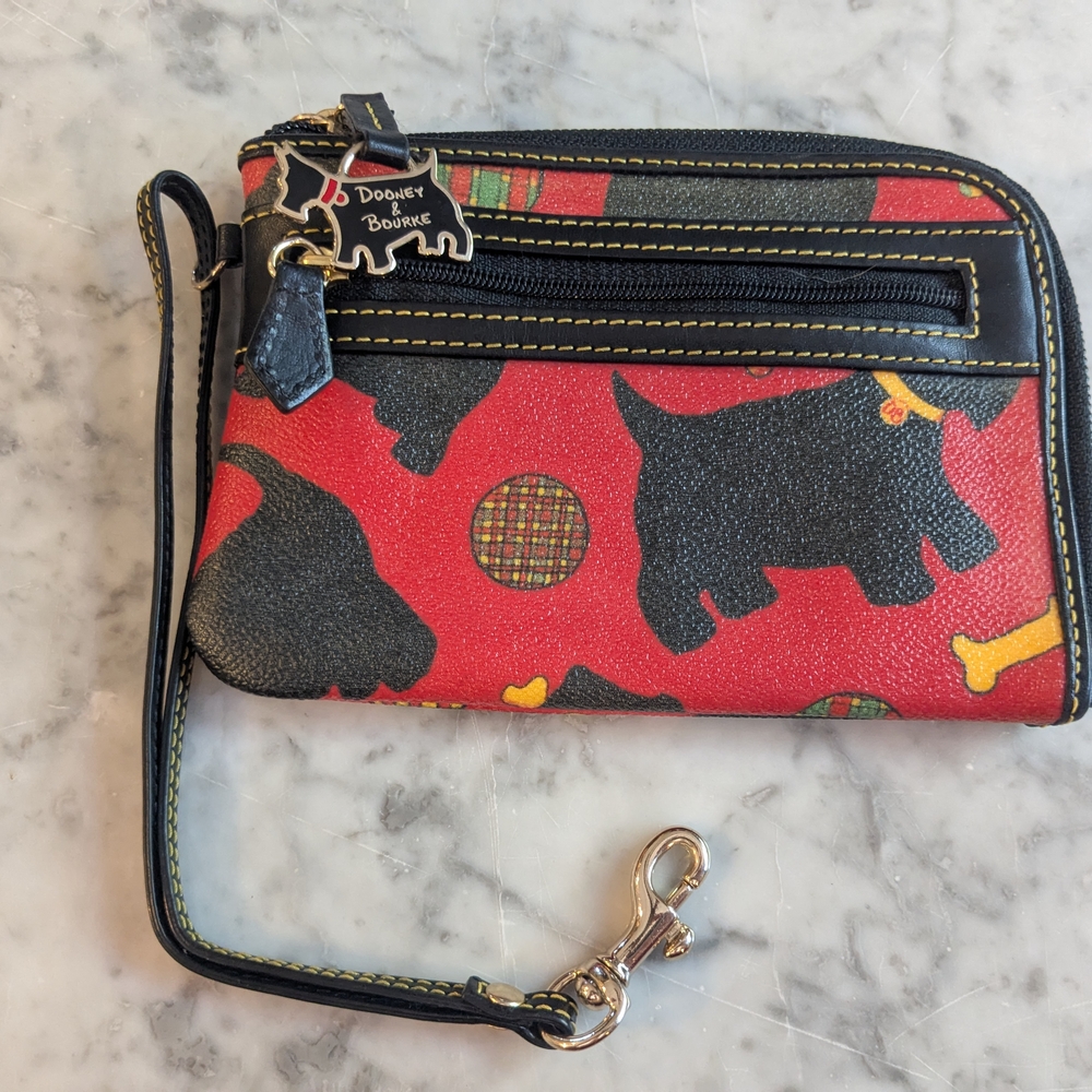 Dooney & Bourke Red and Black Scottie Dog Wristlet